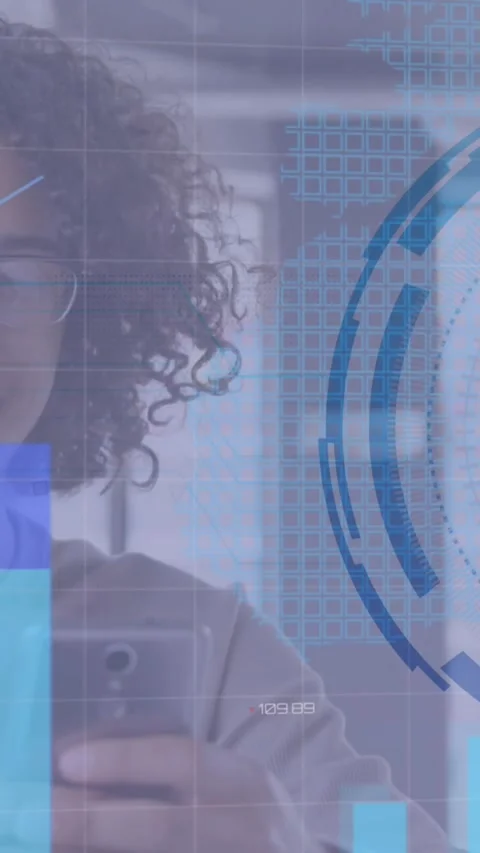 Animation of statistical data processing and data secure icon against man using Stock Footage 342707405