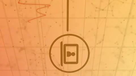 Animation of statistical data processing on orange gradient background Stock Footage 312442479