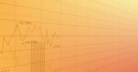 Animation of statistical data processing over grid network against orange Video stock 245286225