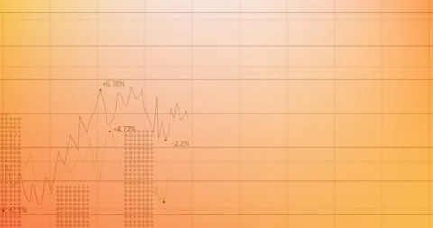 Animation of statistical data processing over grid network against orange Video stock 245333656