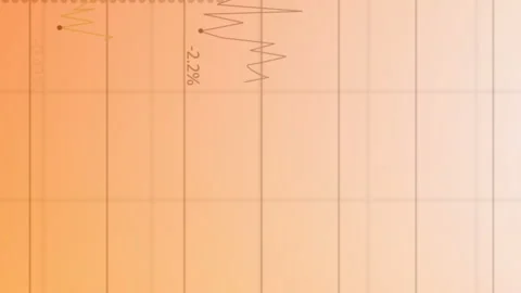 Animation of statistical data processing over grid network against orange Stock Footage 312620605