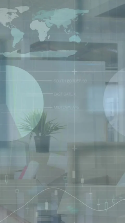 Animation of statistical data processing over two diverse women removing items Stock Footage 319222347