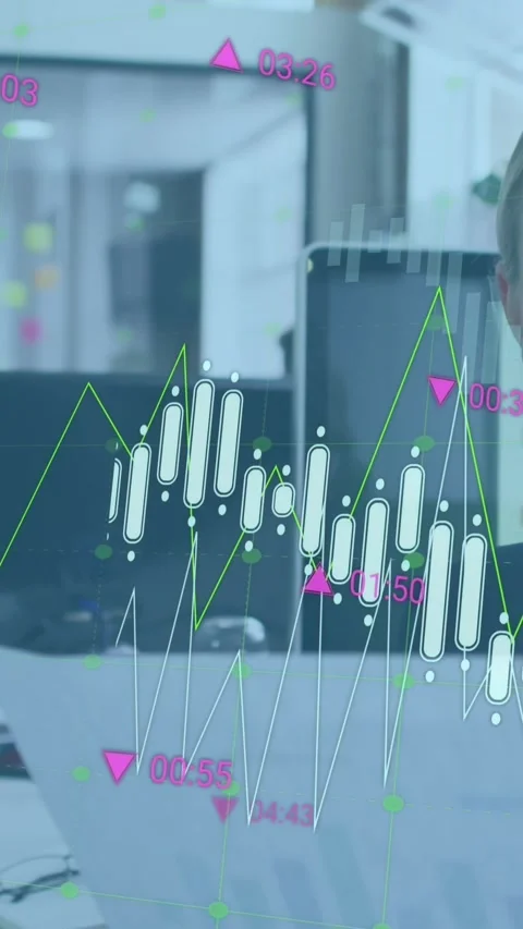 Animation of statistical data processing over caucasian woman holding a document 库存影片 320921896