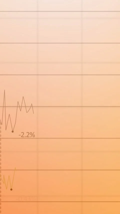 Animation of statistical data processing over grid network against orange Stock Footage 321171942