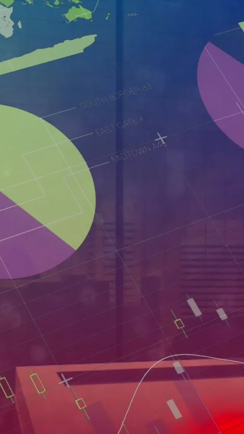 Animation of statistical data processing over liquid abstract shapes against Stock Footage 322084127