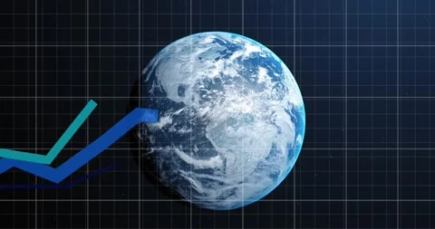 Animation of statistical data processing over grid network against spinning Stock Footage 329032153