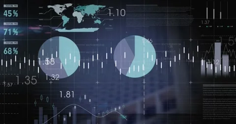 Animation of statistical data processing over grid network against tall Stock Footage 331019634