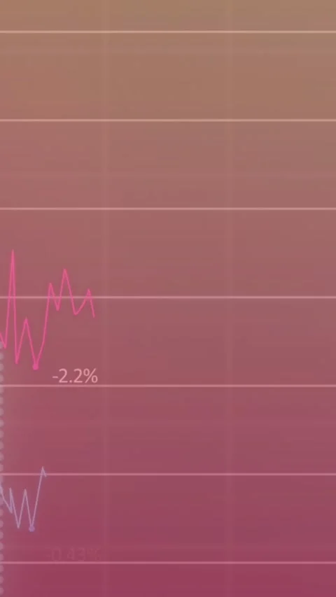 Animation of statistical data processing over grid network against pink gradient Stock Footage 344524836