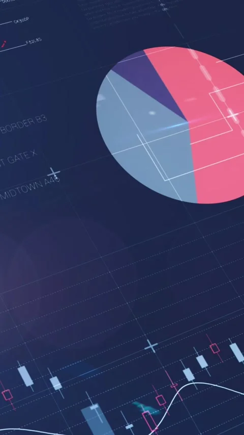 Animation of statistical data processing over light spot against blue background Stock Footage 344525056