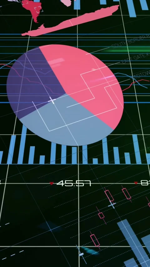 Animation of statistical data processing over screens of plexus networks against Stock Footage 344556506