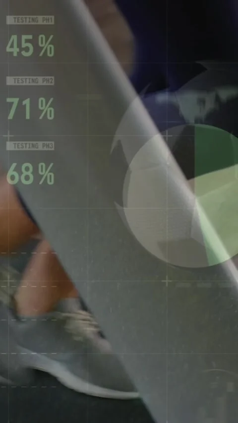Animation of statistical data processing over low section of woman running on Stock Footage 344635932