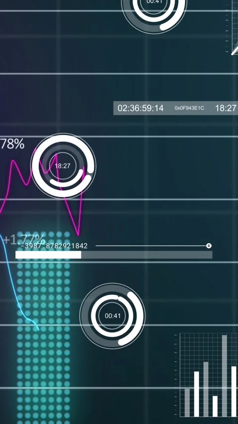 Animation of statistical data processing over grid network against green Stock Footage 344678249