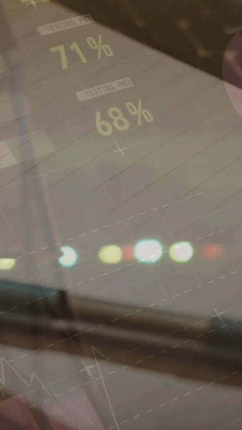 Animation of statistical data processing over pen and diary on a table against Stock Footage 344679116