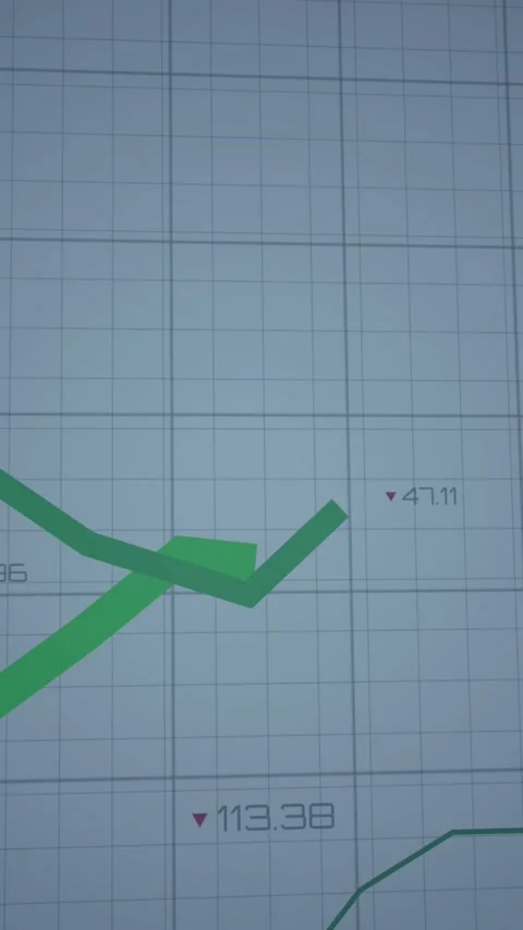 Animation of statistical data processing over grid network against grey Stock Footage 344693378
