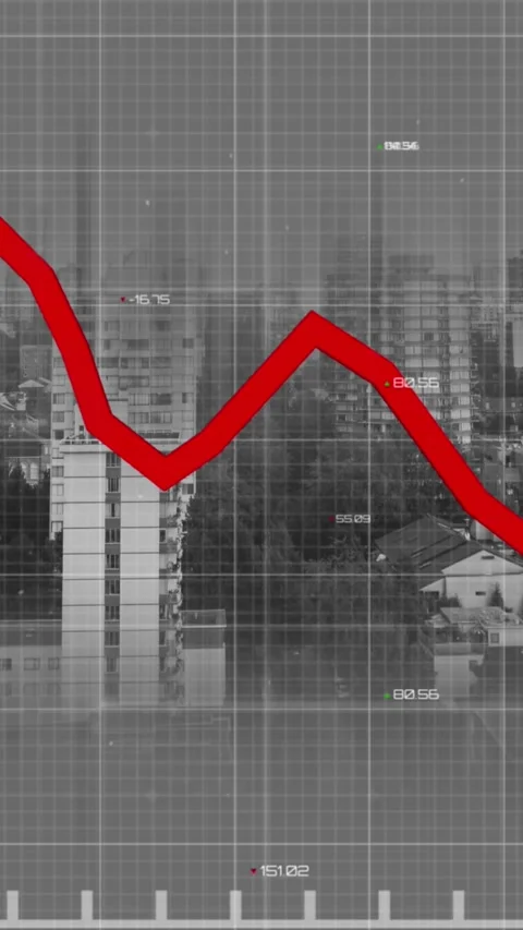 Animation of statistical data processing over grid network against aerial view Stock Footage 344706563