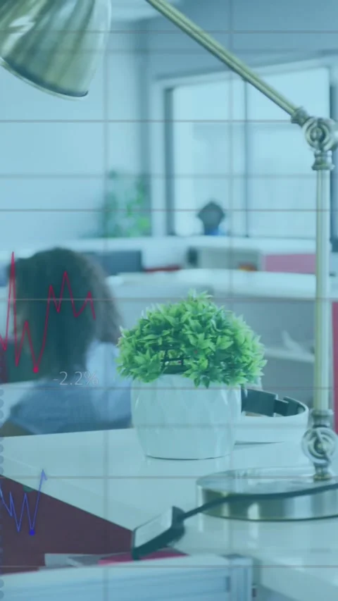 Animation of statistical data processing over caucasian man talking on phone at Stock Footage 344722942