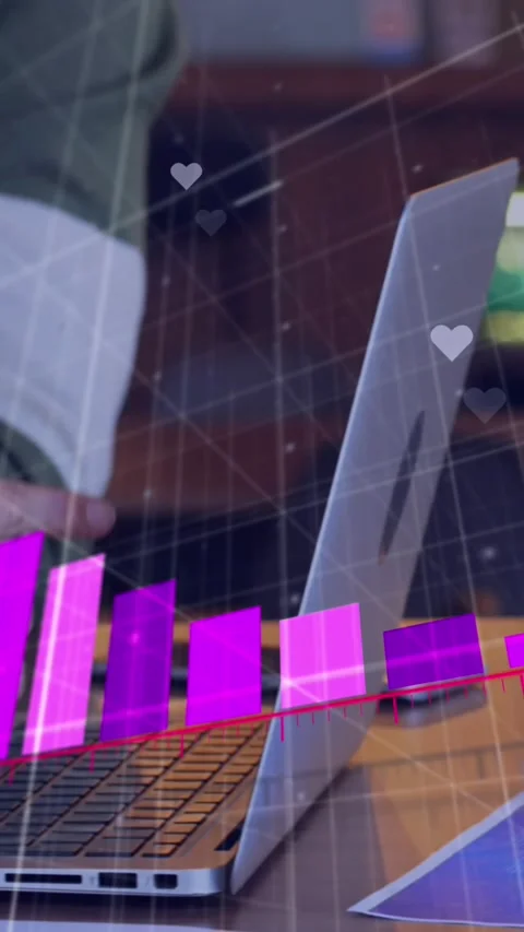 Animation of statistical data processing over mid section of man and woman Stock Footage 344745819