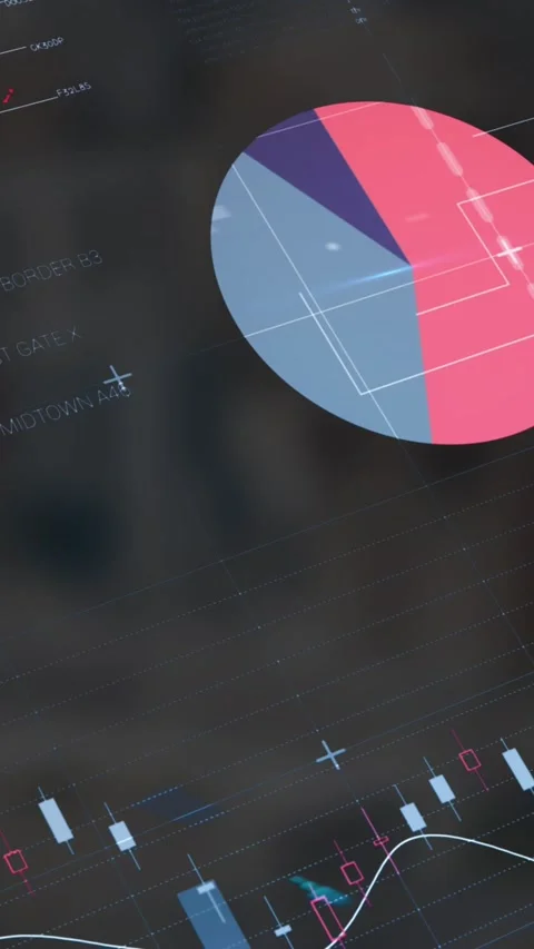 Animation of statistical data processing over grid network against tall Stock Footage 344765787