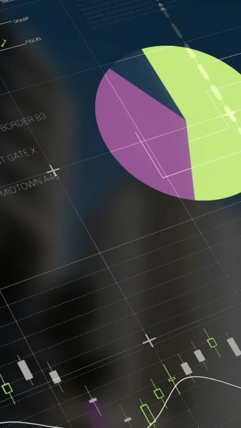 Animation of statistical data processing over grid network against tall Stock Footage 344765799