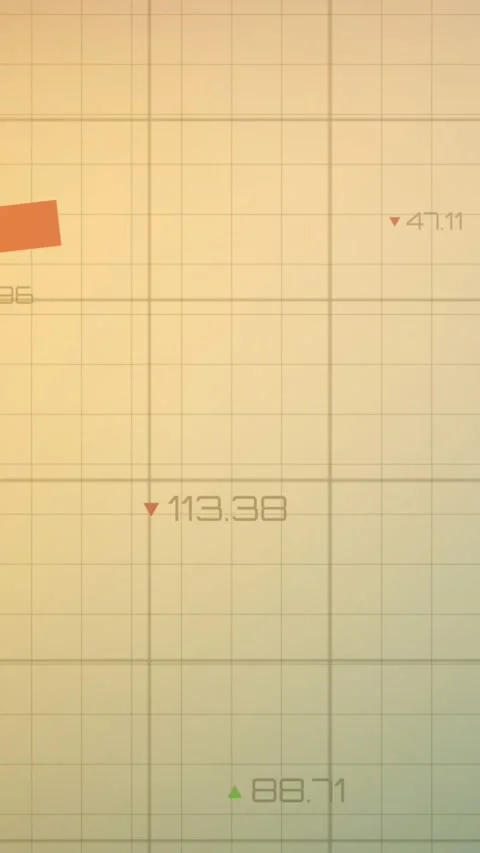 Animation of statistical data processing over grid network against orange Stock Footage 344765886