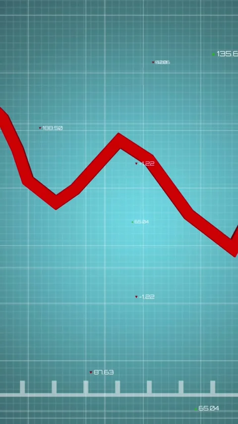 Animation of statistical data processing over grid network against blue gradient Stock Footage 344774832