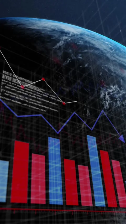 Animation of statistical data processing over globe against blue background Stock Footage 344775256