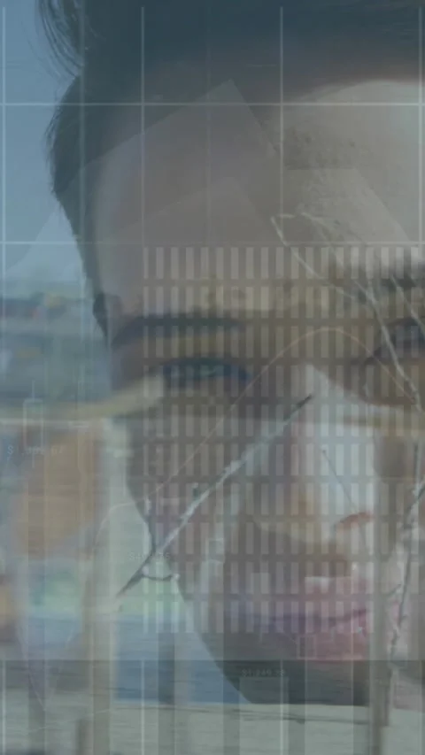 Animation of statistical data processing over caucasian female architect working Stock Footage 344783166