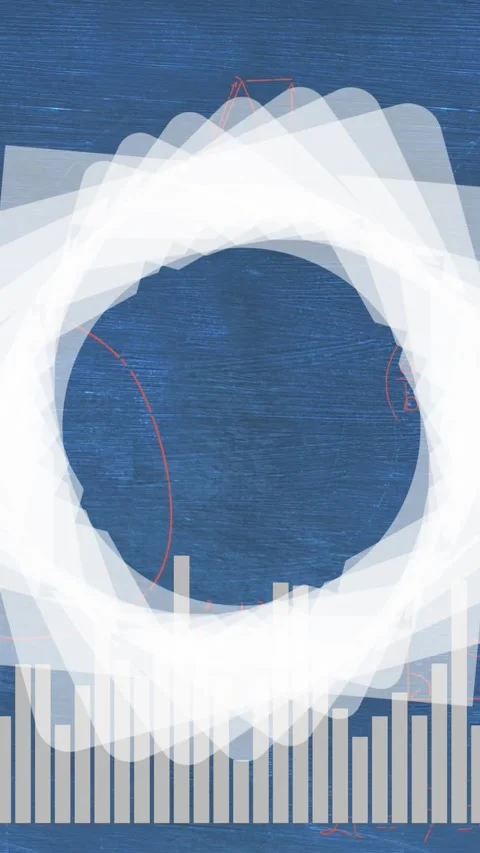 Animation of statistical data processing, spinning abstract round shape and Stock Footage 321592175
