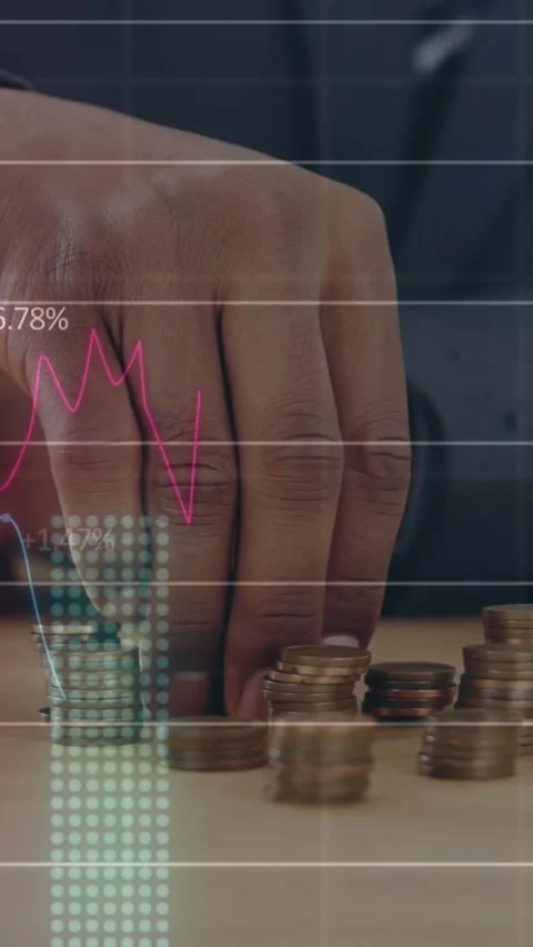 Animation of statistical data processing on thoughtful businessman stacking Stock-Footage 344783772