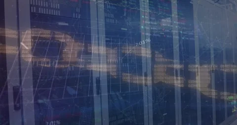 Animation of statistical, stock market data processing and security chain icon Stock Footage 329710885