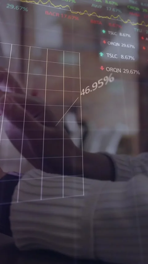 Animation of statistical, stock market data processing on mid section of man Stock Footage 344706594