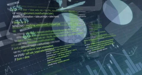Animation of statistics and computer data processing over dark backgorund Vídeos de archivo 327585356