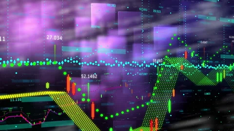 Animation of statistics and data processing on glowing purple background Stock-Footage 146563784