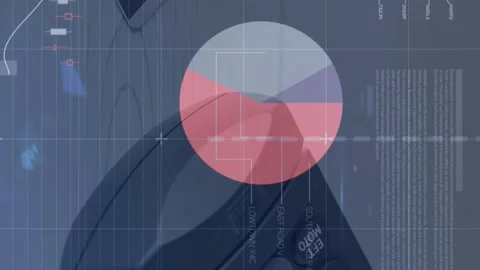 Animation of statistics and data processing over payment terminal Stock Footage 312411032