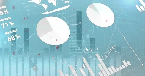 Animation of statistics and data processing over cardboard boxes on conveyor Stock Footage 326297417