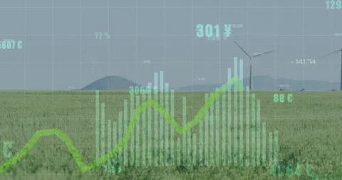 Animation of statistics and data processing over tree in agriculture field Stock Footage 326886111