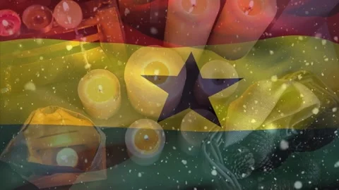 Animation of statistics and data processing over colorful light spots Stock Footage 327848751