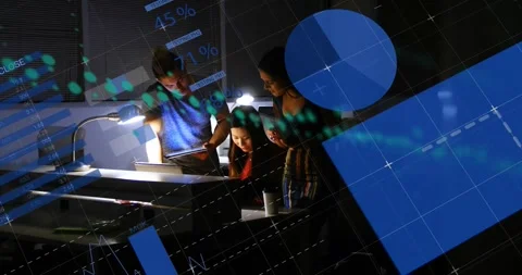Animation of statistics and data processing over businessman using computer Stock Footage 328363316
