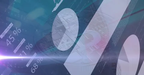 Animation of statistics and data processing over bitcoin sign Stock Footage 328414862