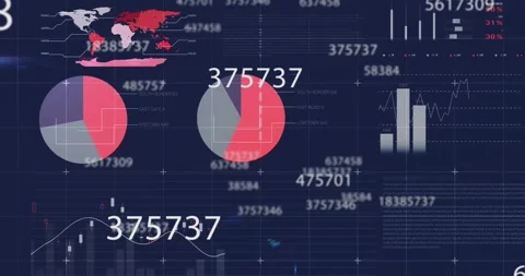 Animation of statistics and data processing on black background Stock Footage 329223504