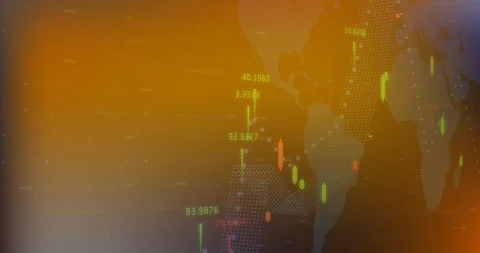 Animation of statistics and data processing over world map Stock Footage 329234068