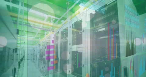 Animation of statistics and data processing over computer servers Stock Footage 329517522