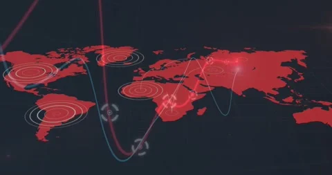 Animation of statistics and data processing over world map on dark background Stock Footage 329770900