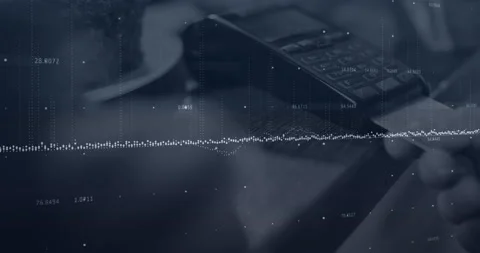 Animation of statistics and data processing on grey background 動画素材 329919533