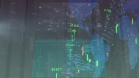Animation of statistics and data processing over world map Stock Footage 330657960