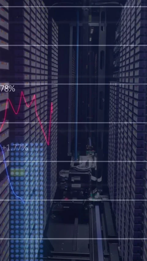 Animation of statistics and data processing over computer servers Stock Footage 342225582