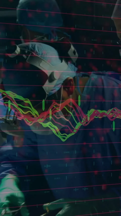 Animation of statistics and data processing over diverse surgeons Stock Footage 342806426