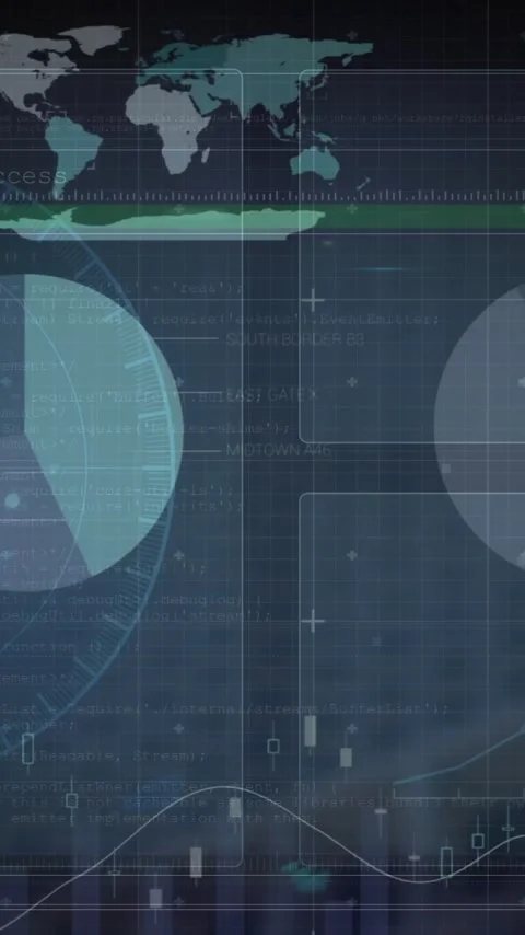 Animation of statistics and data processing over dark background Stock Footage 343996794