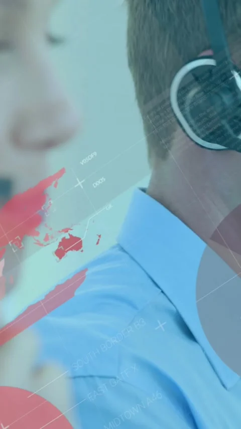 Animation of statistics and data processing over diverse business people using Stock Footage 344706643