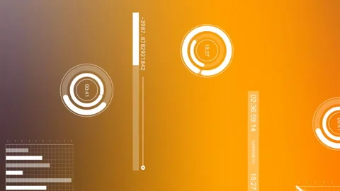Animation of statistics and digital data processing over orange background Stock Footage 312304480
